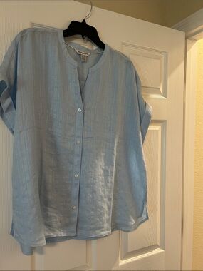 Light Blue Button Front Blouse